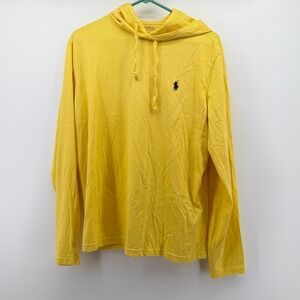 Polo Ralph Lauren Mens Yellow Long Sleeve Hooded T-Shirt Pony Logo Size M